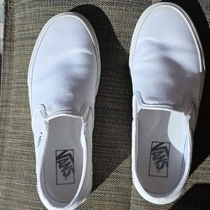 Vans White Classic Slip-On Canvas Loafers